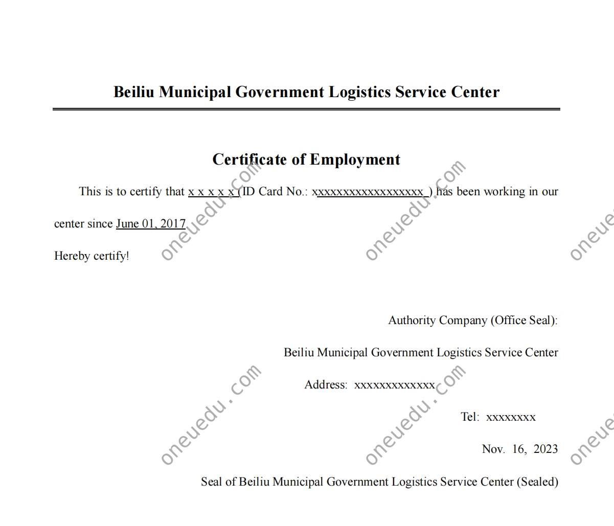 Proof of Work Experience