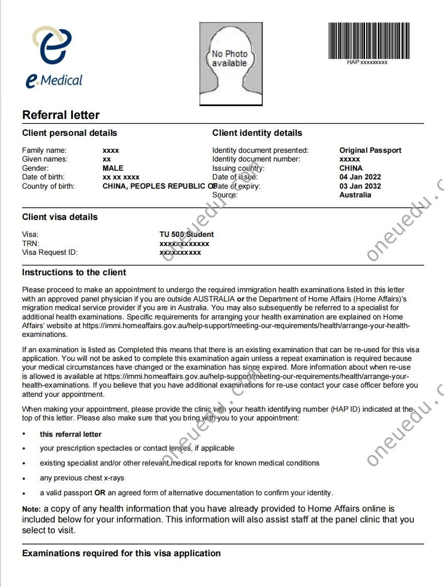 Health Assessment Program Identification Letter