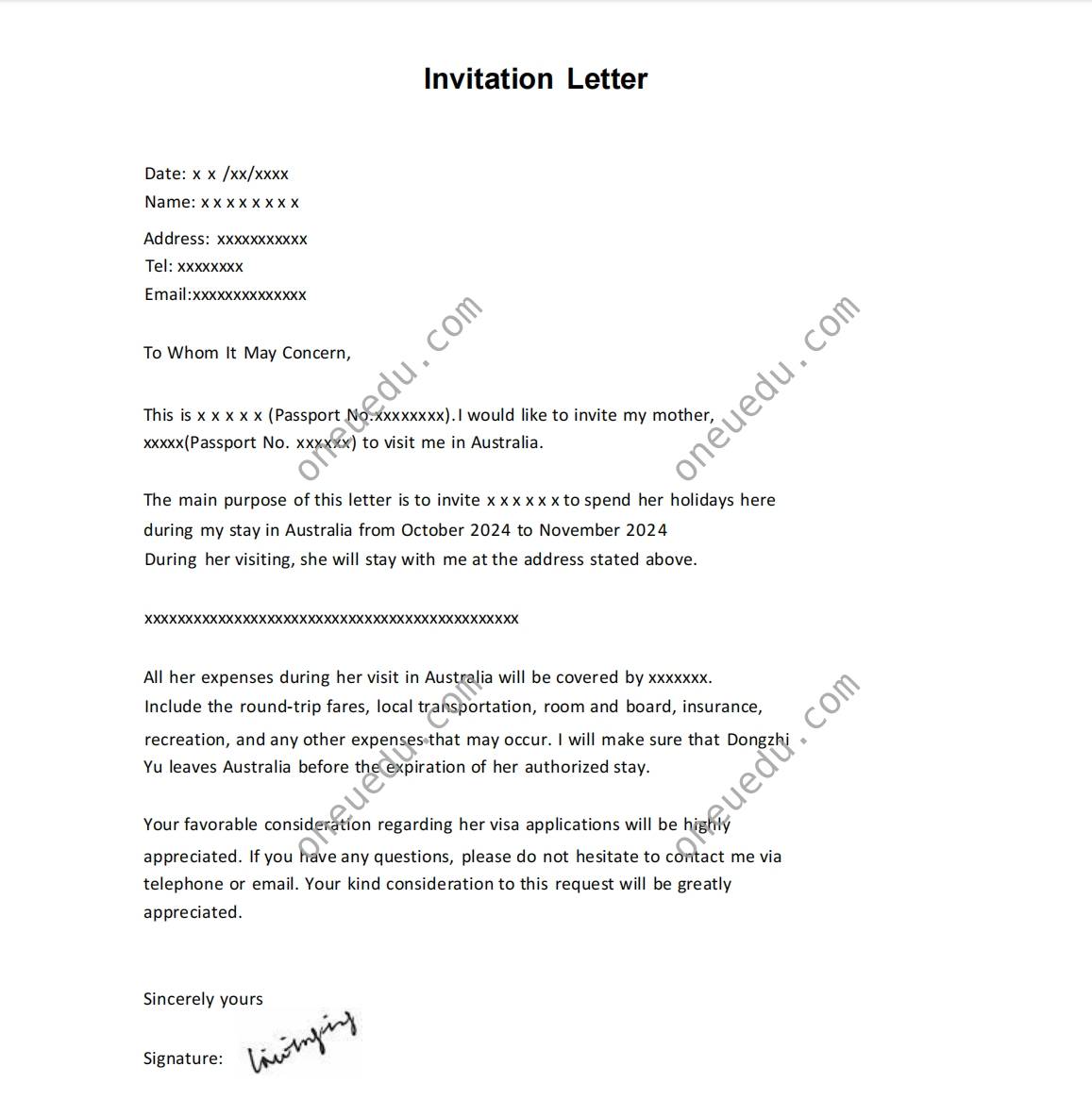 Invitation Letter