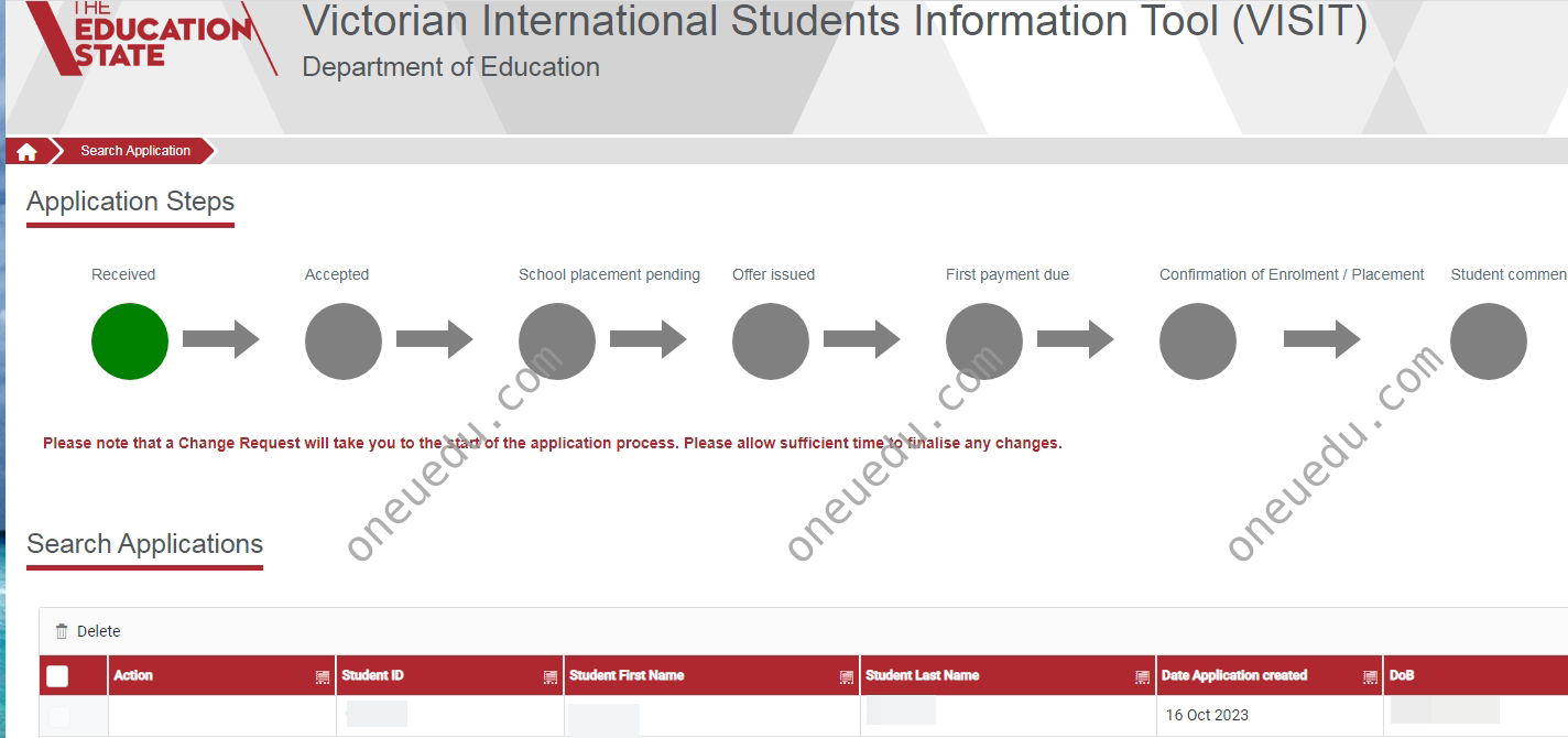 School Acknowledgement Letter