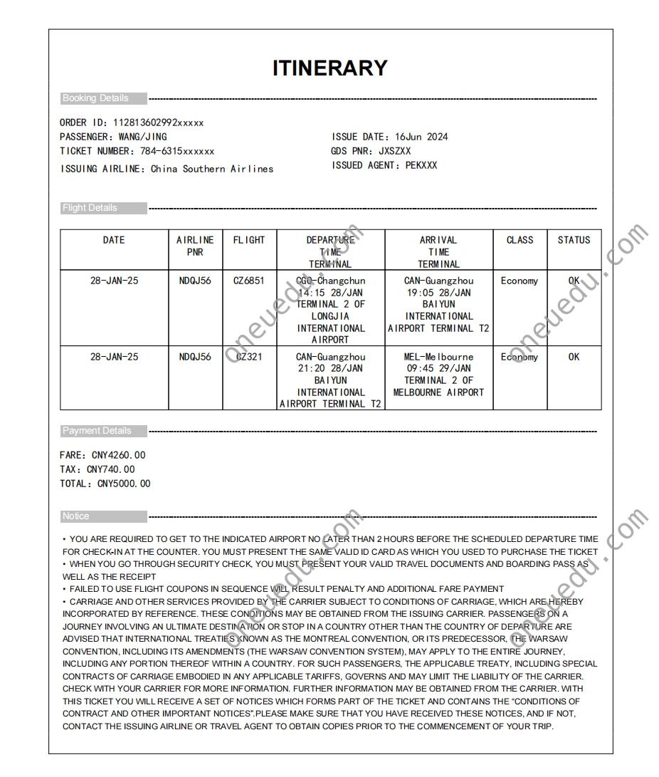 Air Itinerary