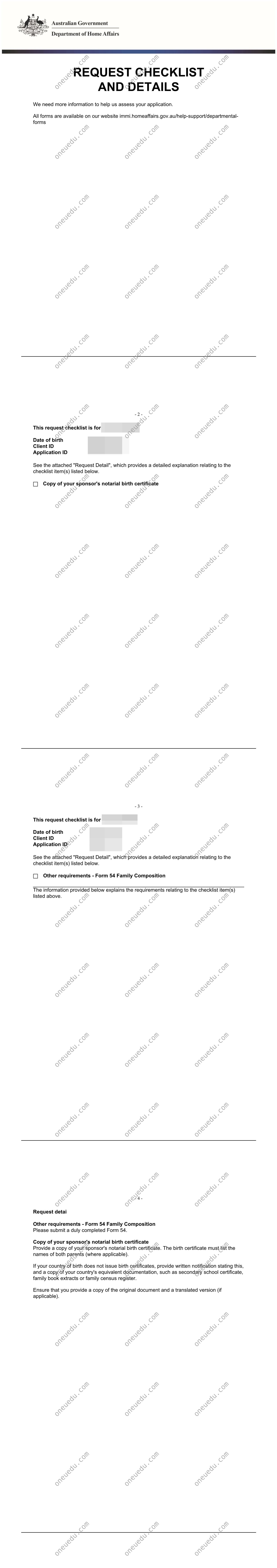 Visa Request Checklist and Details